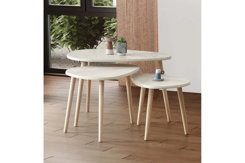 Horatio Sett med bord 80 cm - Sand - Møbler - Bord - Avlastningsbord & sidobord - Settbord