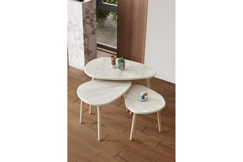 Horatio Sett med bord 80 cm - Sand - Møbler - Bord - Avlastningsbord & sidobord - Settbord