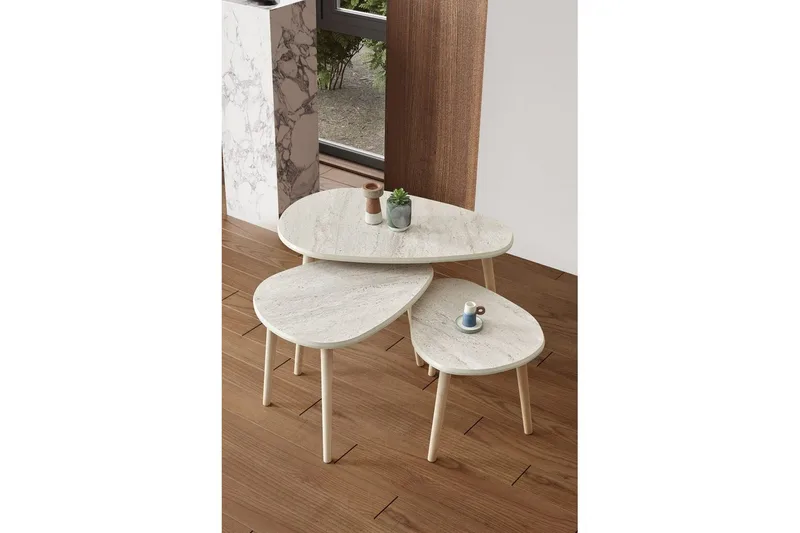 Horatio Sett med bord 80 cm - Sand - Møbler - Bord - Avlastningsbord & sidobord - Settbord