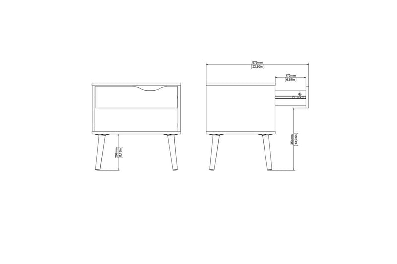 Hostafranc Sengebord 50,2 cm - Hvit - Møbler - Bord - Avlastningsbord & sidobord - Sengebord & nattbord
