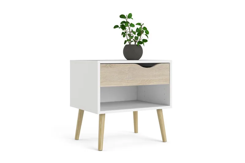 Hostafranc Sengebord 50,2 cm - Hvit - Møbler - Bord - Avlastningsbord & sidobord - Sengebord & nattbord