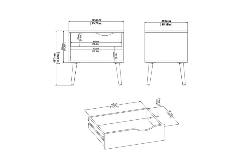 Hostafranc Sengebord 50,2 cm - Hvit - Møbler - Bord - Avlastningsbord & sidobord - Sengebord & nattbord