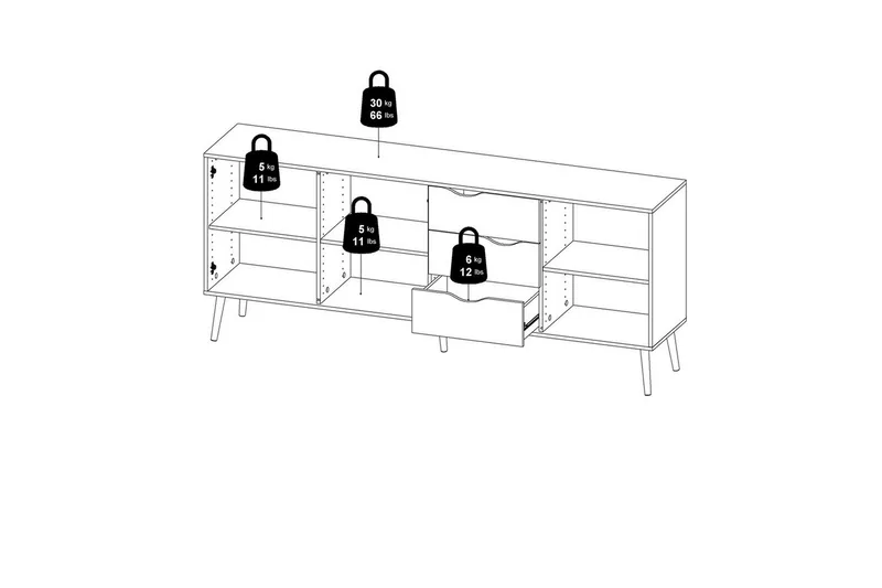Hostafranc Skjenk 195,7 cm - Hvit - Oppbevaring - Oppbevaringsmøbler - Sideboard & skjenk