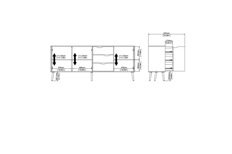 Hostafranc Skjenk 195,7 cm - Hvit - Oppbevaring - Oppbevaringsmøbler - Sideboard & skjenk