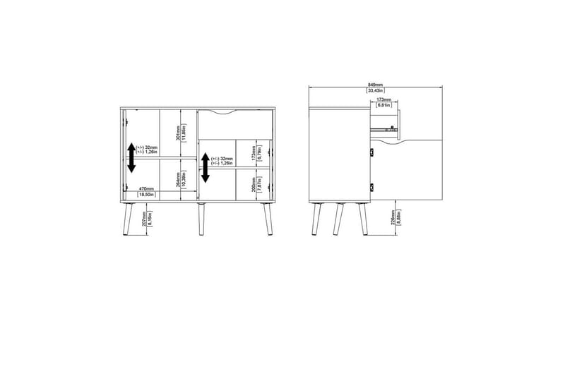 Hostafranc Skjenk 98,7 cm - Hvit - Oppbevaring - Oppbevaringsmøbler - Sideboard & skjenk