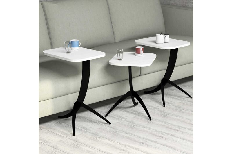 Hovdane Settbord 45 cm 3 Bord - Hvit/Svart - Møbler - Bord - Sofabord & salongbord