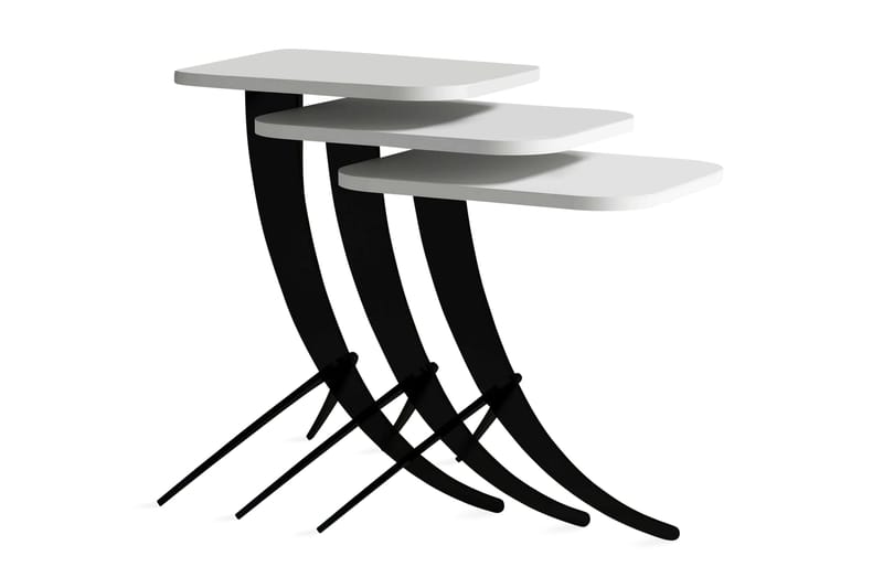 Hovdane Settbord 45 cm 3 Bord, Hvit/Svart