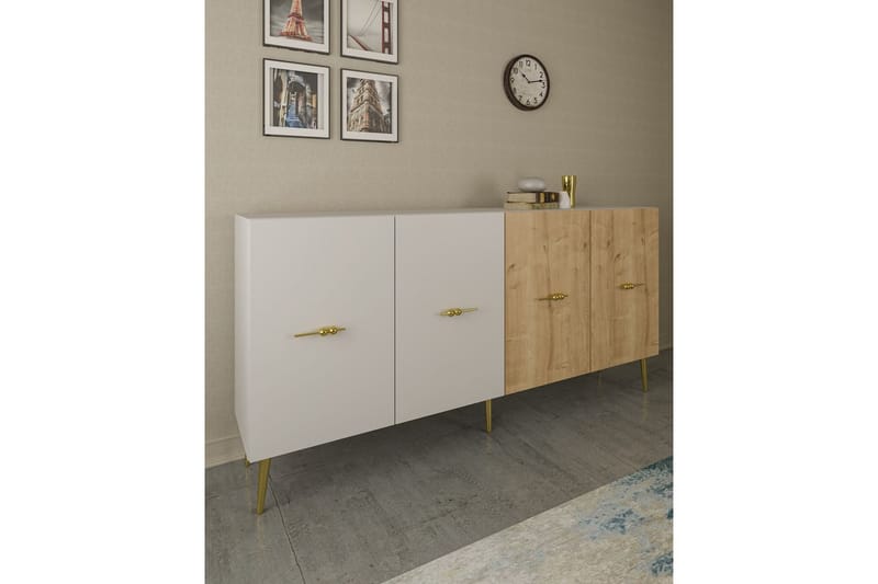 Huelva Konsollbord 150 cm - Hvit/Eik - Møbler - Bord - Avlastningsbord & sidobord - Konsollbord & gangbord