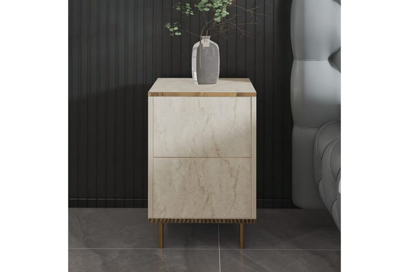 Imaj Nattbord 40 cm - Beige/Gull - Møbler - Bord - Avlastningsbord & sidobord - Sengebord & nattbord