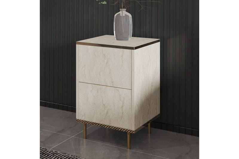 Imaj Nattbord 40 cm - Beige/Gull - Møbler - Bord - Avlastningsbord & sidobord - Sengebord & nattbord