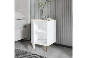 Imaj Nattbord 40 cm - Hvit marmor/Gull - Møbler - Bord - Avlastningsbord & sidobord - Sengebord & nattbord