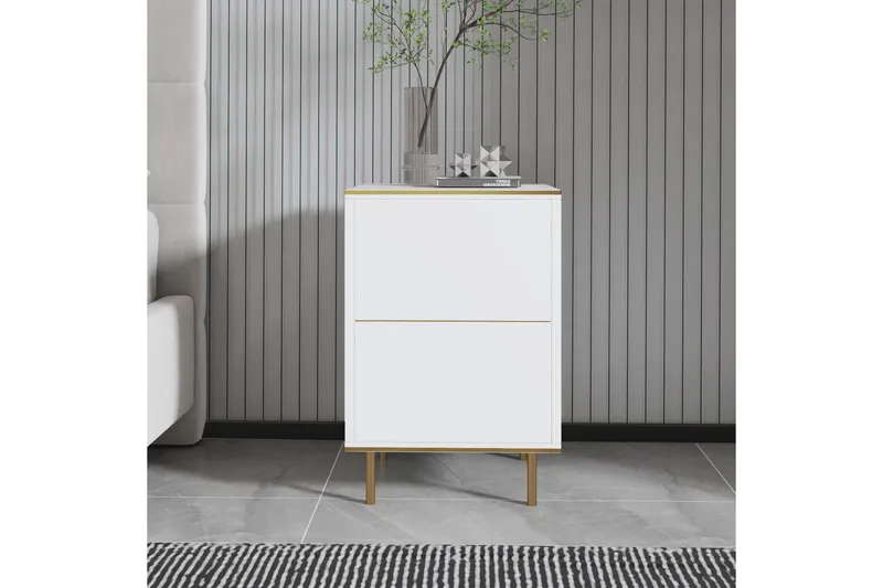 Imaj Nattbord 40 cm - Hvit marmor/Gull - Møbler - Bord - Avlastningsbord & sidobord - Sengebord & nattbord