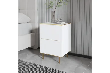 Imaj Nattbord 40 cm - Hvit marmor/Gull - Møbler - Bord - Avlastningsbord & sidobord - Sengebord & nattbord