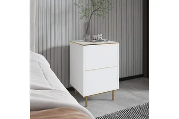 Imaj Nattbord 40 cm - Hvit marmor/Gull - Møbler - Bord - Avlastningsbord & sidobord - Sengebord & nattbord