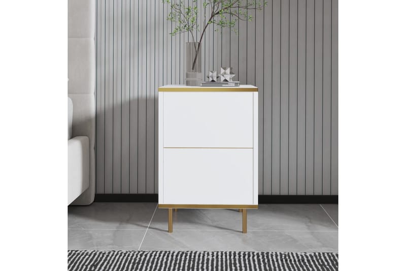 Imaj Nattbord 40 cm - Hvit/Gull - Møbler - Bord - Avlastningsbord & sidobord - Sengebord & nattbord