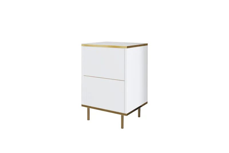 Imaj Nattbord 40 cm, Hvit/Gull