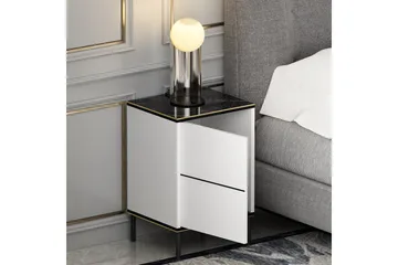 Imaj Nattbord 40 cm - Hvit/Svart/Gull - Møbler - Bord - Avlastningsbord & sidobord - Sengebord & nattbord