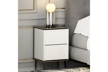 Imaj Nattbord 40 cm - Hvit/Svart/Gull - Møbler - Bord - Avlastningsbord & sidobord - Sengebord & nattbord