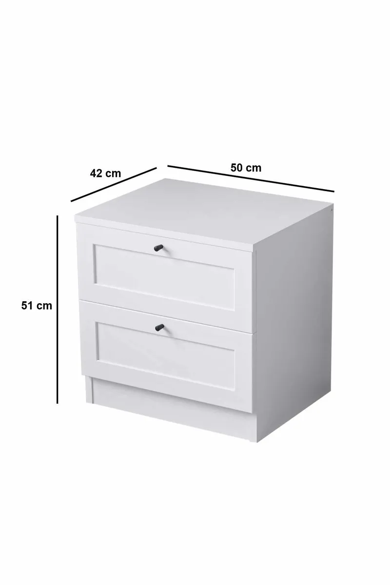 Interlaken nattbord 50 cm - Hvit - Møbler - Bord - Avlastningsbord & sidobord - Sengebord & nattbord