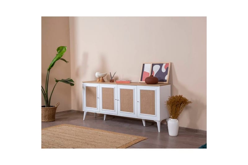 Jatinder Konsollbord 80 cm - Mellomfarget tre/Hvit - Møbler - Bord - Avlastningsbord & sidobord - Konsollbord & gangbord
