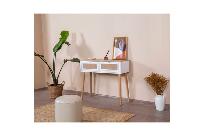 Jatinder Sidebord 95 cm - Hvitfarget tre/Mellomfarget tre - Møbler - Bord - Avlastningsbord & sidobord - Lampebord & sidebord