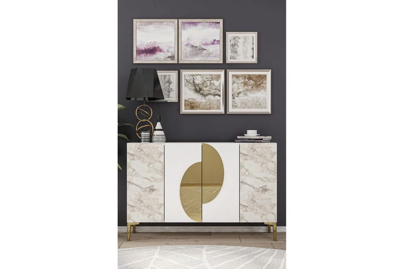 Jorel Konsollbord 120 cm - Hvit/Gull - Møbler - Bord - Avlastningsbord & sidobord - Konsollbord & gangbord