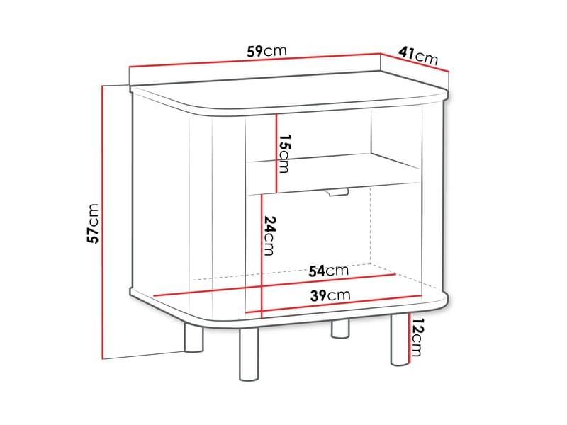 Joriel Nattbord 59 cm - Hvit|svart - Møbler - Bord - Avlastningsbord & sidobord - Sengebord & nattbord
