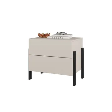 Jukon Nattbord i Tre med 2 Skuffer og Metallben - Lys Beige - Møbler - Bord - Avlastningsbord & sidobord - Sengebord & nattbord