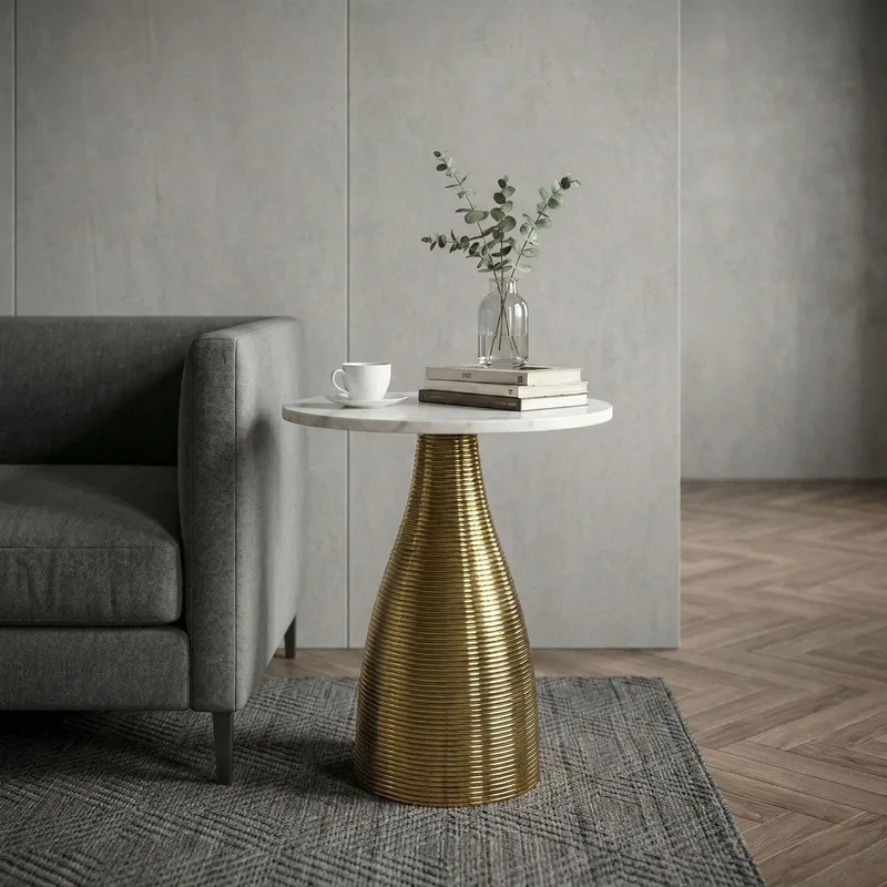 Junara sidebord 40 cm - Hvit og gull - Møbler - Bord - Avlastningsbord & sidobord - Brettbord og småbord