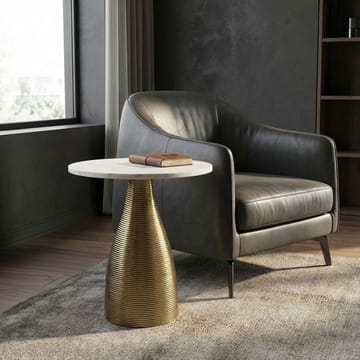 Junara sidebord 40 cm - Hvit og gull - Møbler - Bord - Avlastningsbord & sidobord - Brettbord og småbord
