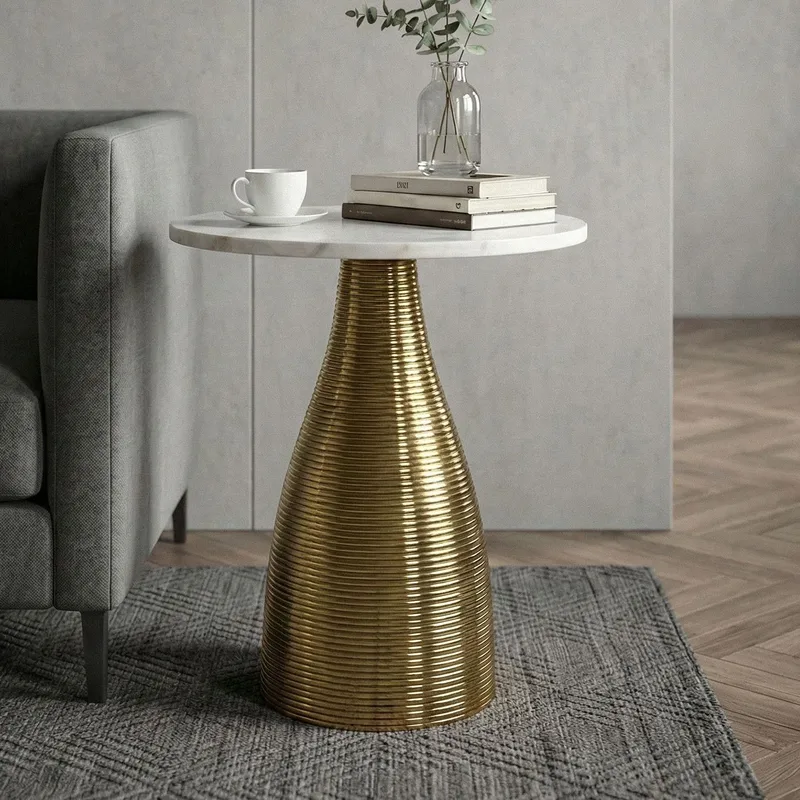 Junara sidebord 40 cm - Hvit og gull - Møbler - Bord - Avlastningsbord & sidobord - Brettbord og småbord