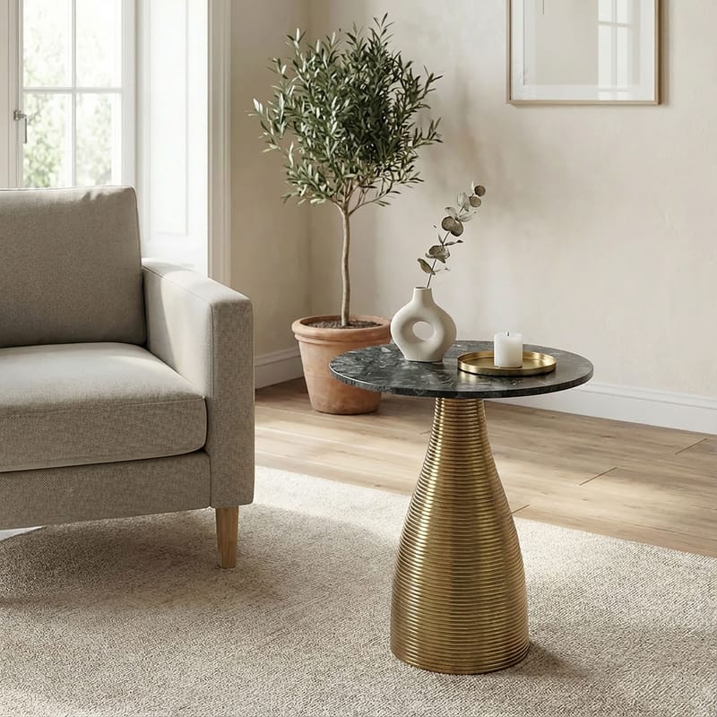 Junara sidebord 40 cm - Mørkegrønn og gull - Møbler - Bord - Avlastningsbord & sidobord - Brettbord og småbord
