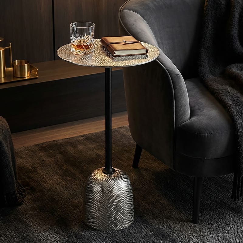 Junira sidebord 29 cm - Nikkelsølv og svart - Møbler - Bord - Avlastningsbord & sidobord - Pidestall & blomsterpidestall