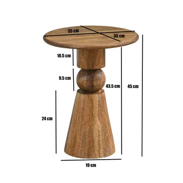 Kalren rundt sidebord 35 cm i massivt mangotre - brun - Møbler - Bord - Avlastningsbord & sidobord - Pidestall & blomsterpidestall