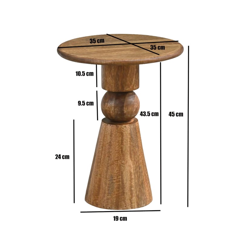 Kalren rundt sidebord 35 cm i massivt mangotre - brun - Møbler - Bord - Avlastningsbord & sidobord - Pidestall & blomsterpidestall