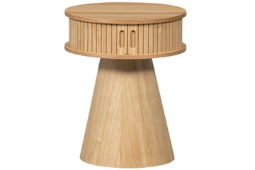 Karri Rundt Nattbord 38 cm med Oppbevaring i Tre med Eikeutseende - Trefarget - Møbler - Bord - Avlastningsbord & sidobord - Sengebord & nattbord