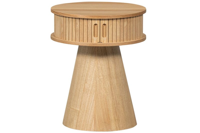 Karri Rundt Nattbord 38 cm med Oppbevaring i Tre med Eikeutseende - Trefarget - Møbler - Bord - Avlastningsbord & sidobord - Sengebord & nattbord
