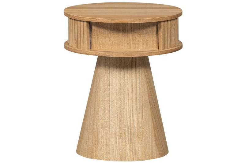 Karri Rundt Nattbord 38 cm med Oppbevaring i Tre med Eikeutseende - Trefarget - Møbler - Bord - Avlastningsbord & sidobord - Sengebord & nattbord