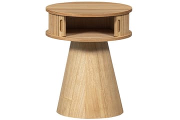 Karri Rundt Nattbord 38 cm med Oppbevaring i Tre med Eikeutseende - Trefarget - Møbler - Bord - Avlastningsbord & sidobord - Sengebord & nattbord