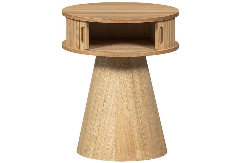 Karri Rundt Nattbord 38 cm med Oppbevaring i Tre med Eikeutseende - Trefarget - Møbler - Bord - Avlastningsbord & sidobord - Sengebord & nattbord