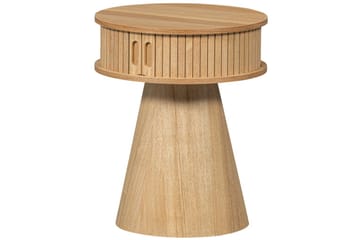 Karri Rundt Nattbord 38 cm med Oppbevaring i Tre med Eikeutseende - Trefarget - Møbler - Bord - Avlastningsbord & sidobord - Sengebord & nattbord