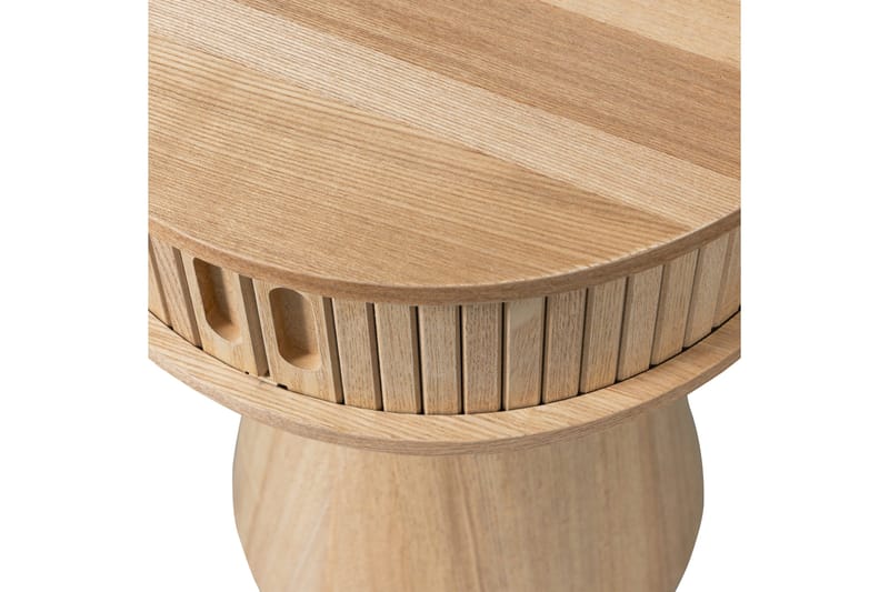 Karri Rundt Nattbord 38 cm med Oppbevaring i Tre med Eikeutseende - Trefarget - Møbler - Bord - Avlastningsbord & sidobord - Sengebord & nattbord