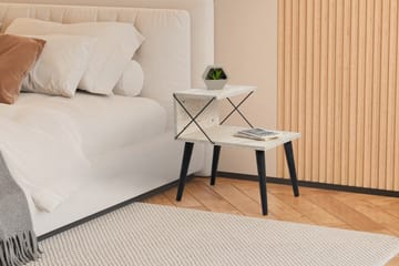 Kaysie Nattbord 50 cm - Svart/Marmor - Møbler - Bord - Avlastningsbord & sidobord - Sengebord & nattbord