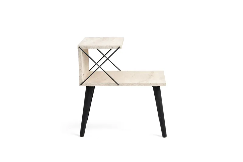 Kaysie Nattbord 50 cm, Svart/Marmor