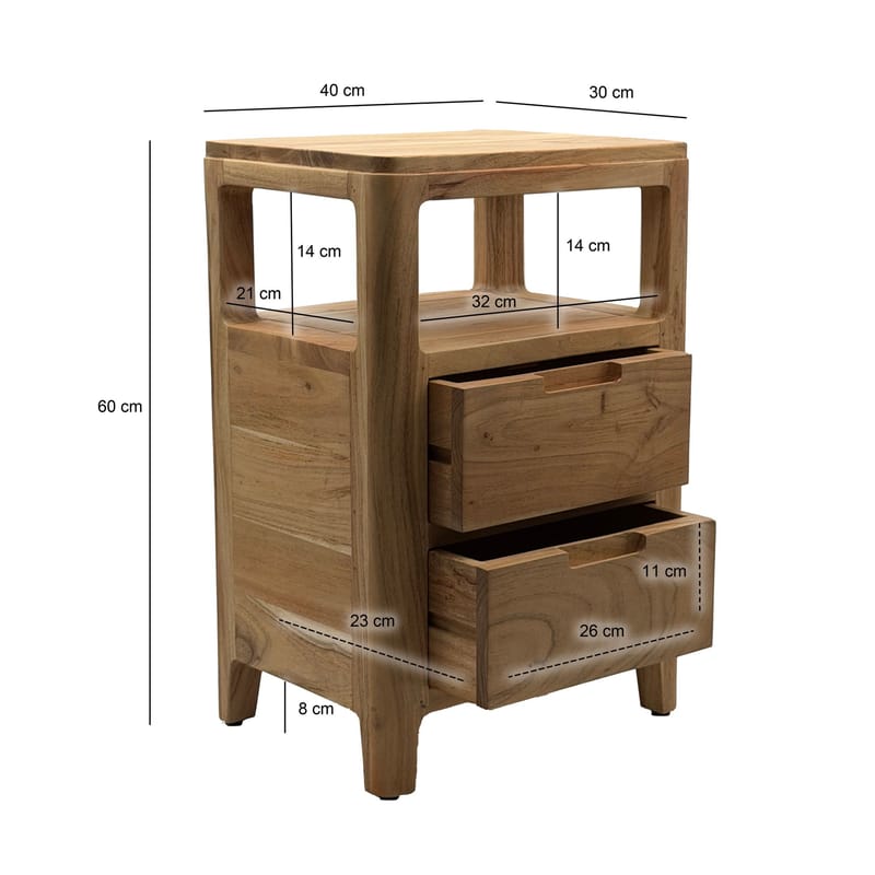 Kelova nattbord 40 cm - Varm lysebrun - Møbler - Bord - Avlastningsbord & sidobord - Sengebord & nattbord