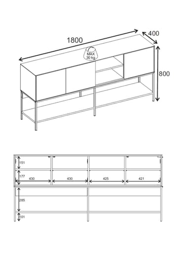 Kenvor Konsoll 180x80x40 cm - Antrasitt, Wood Black, Svart - Møbler - Bord - Avlastningsbord & sidobord - Konsollbord & gangbord
