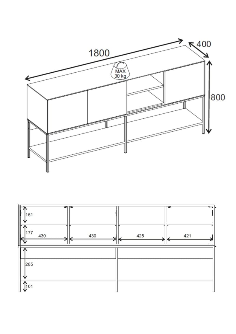 Kenvor Konsoll 180x80x40 cm - Antrasitt, Wood Black, Svart - Møbler - Bord - Avlastningsbord & sidobord - Konsollbord & gangbord