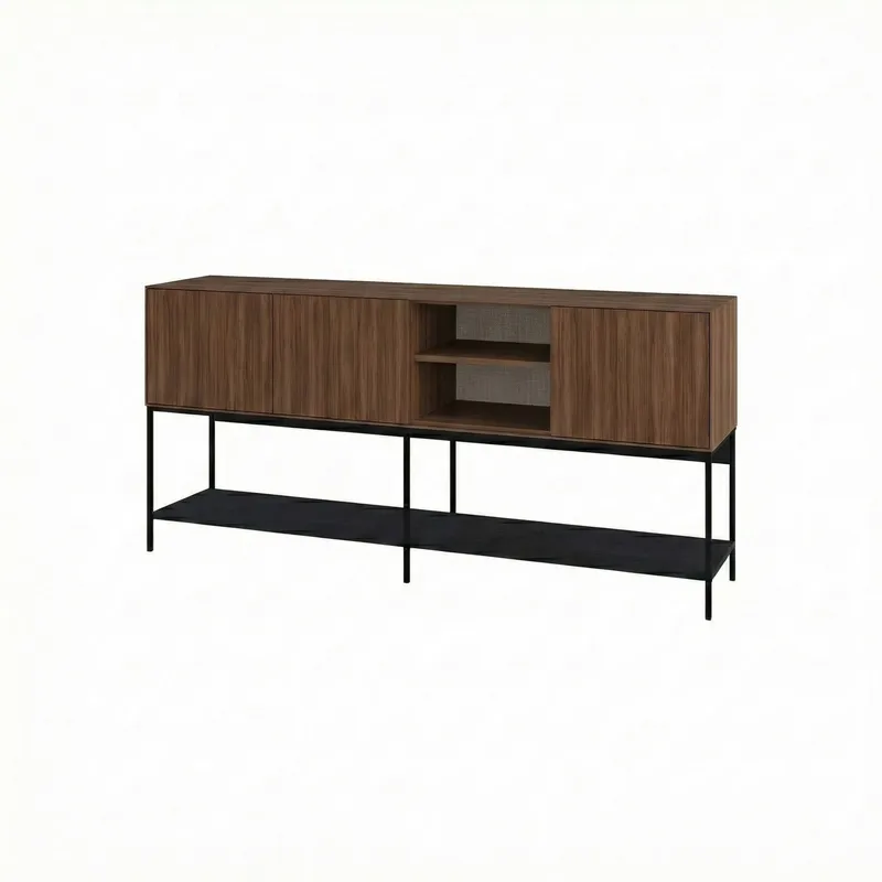 Kenvor Konsoll 180x80x40 cm, Milano Walnut, Wood Black, Black