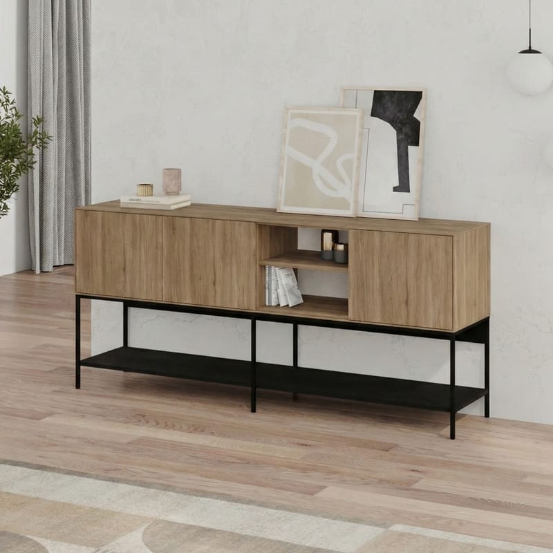 Kenvor Konsoll 180x80x40 cm - Naturlig eik, tre-svart, svart - Møbler - Bord - Avlastningsbord & sidobord - Konsollbord & gangbord