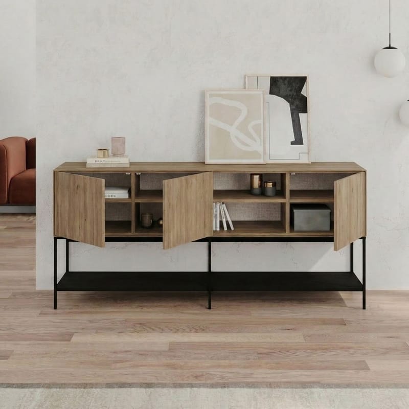 Kenvor Konsoll 180x80x40 cm - Naturlig eik, tre-svart, svart - Møbler - Bord - Avlastningsbord & sidobord - Konsollbord & gangbord